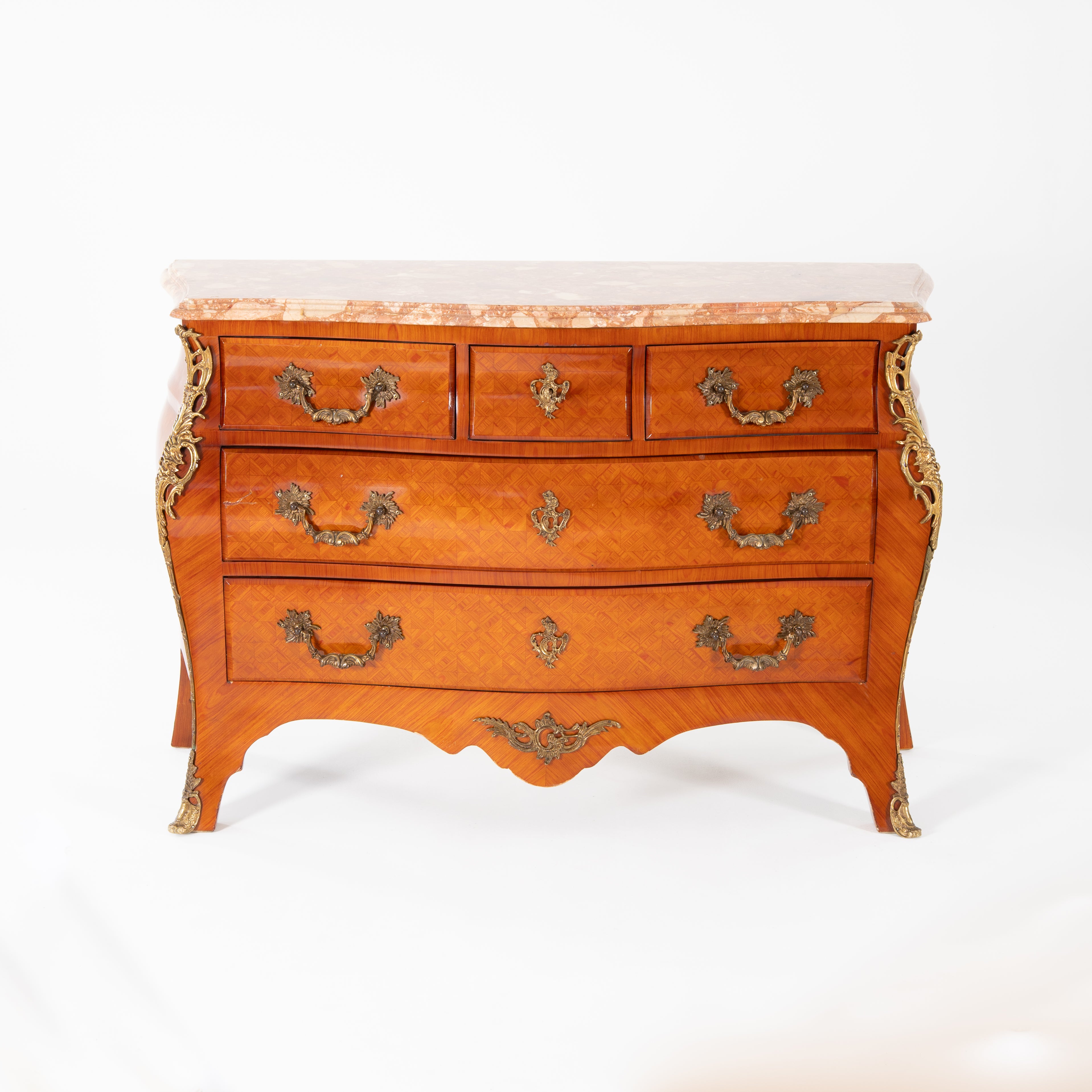 Cassettone boise de roise, bronzo e marmo -xx secolo-