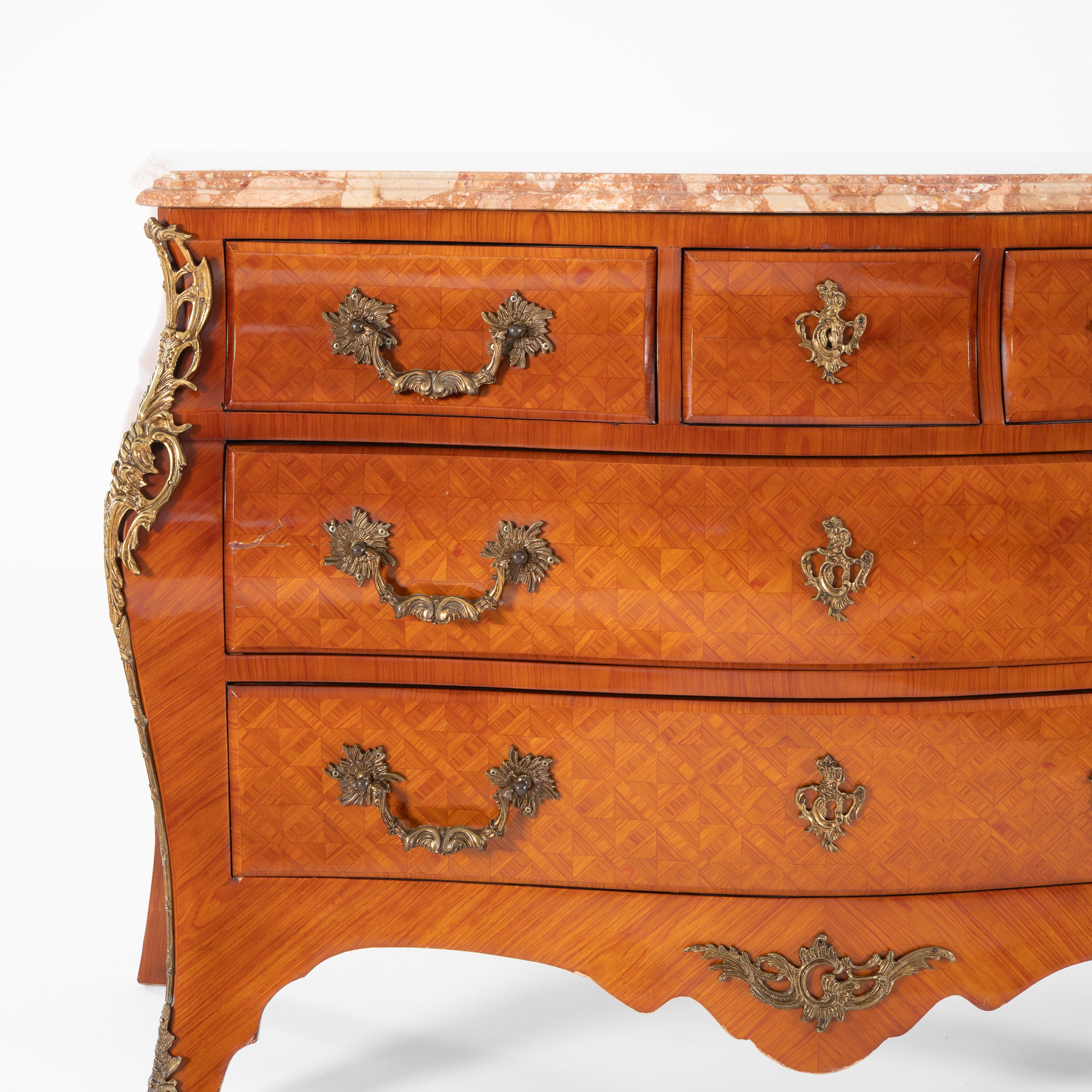 Cassettone boise de roise, bronzo e marmo -xx secolo-