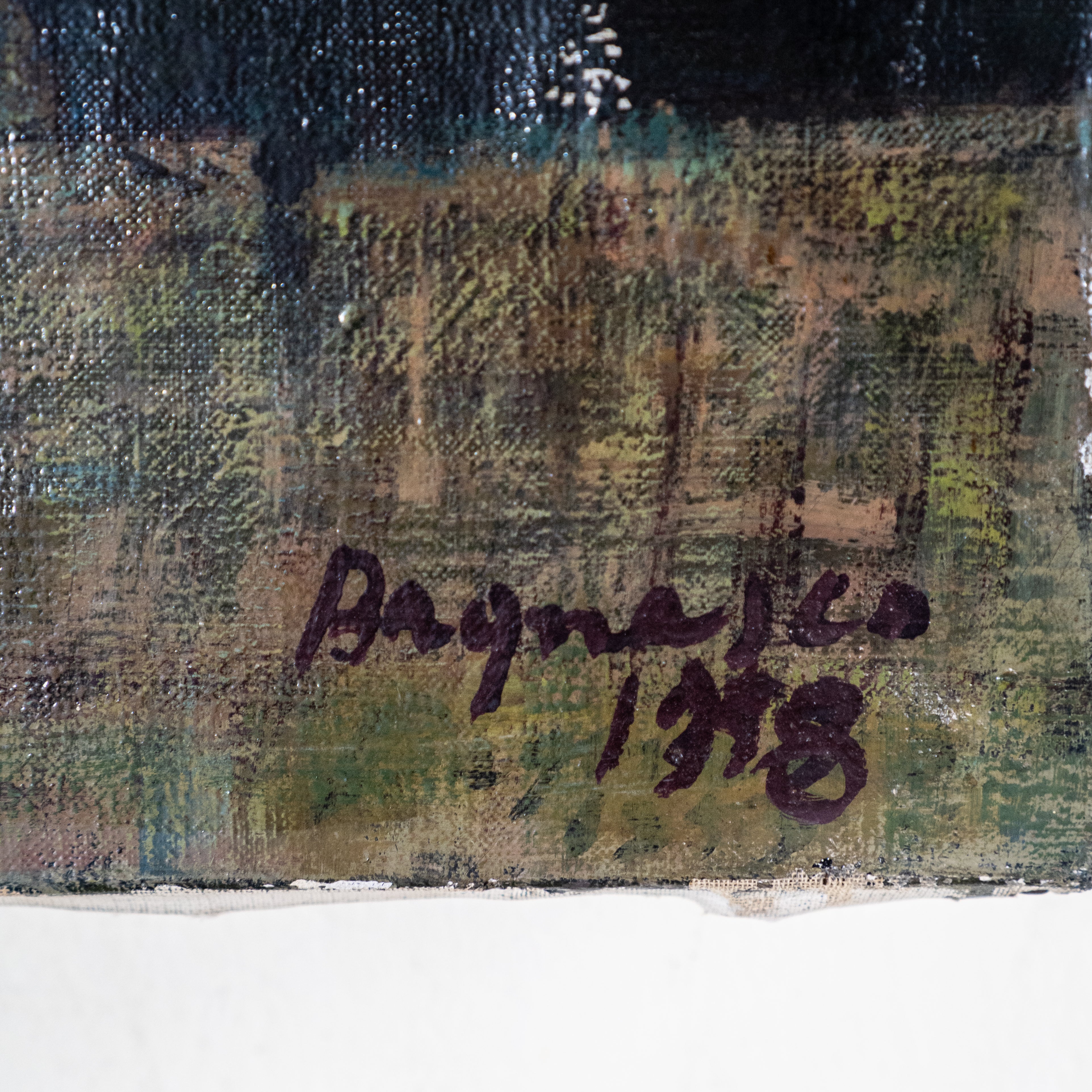 DIPINTO "UOMO CON MOLA" BAGNASCO 1950 ca.