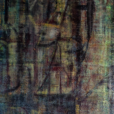 DIPINTO "UOMO CON MOLA" BAGNASCO 1950 ca.