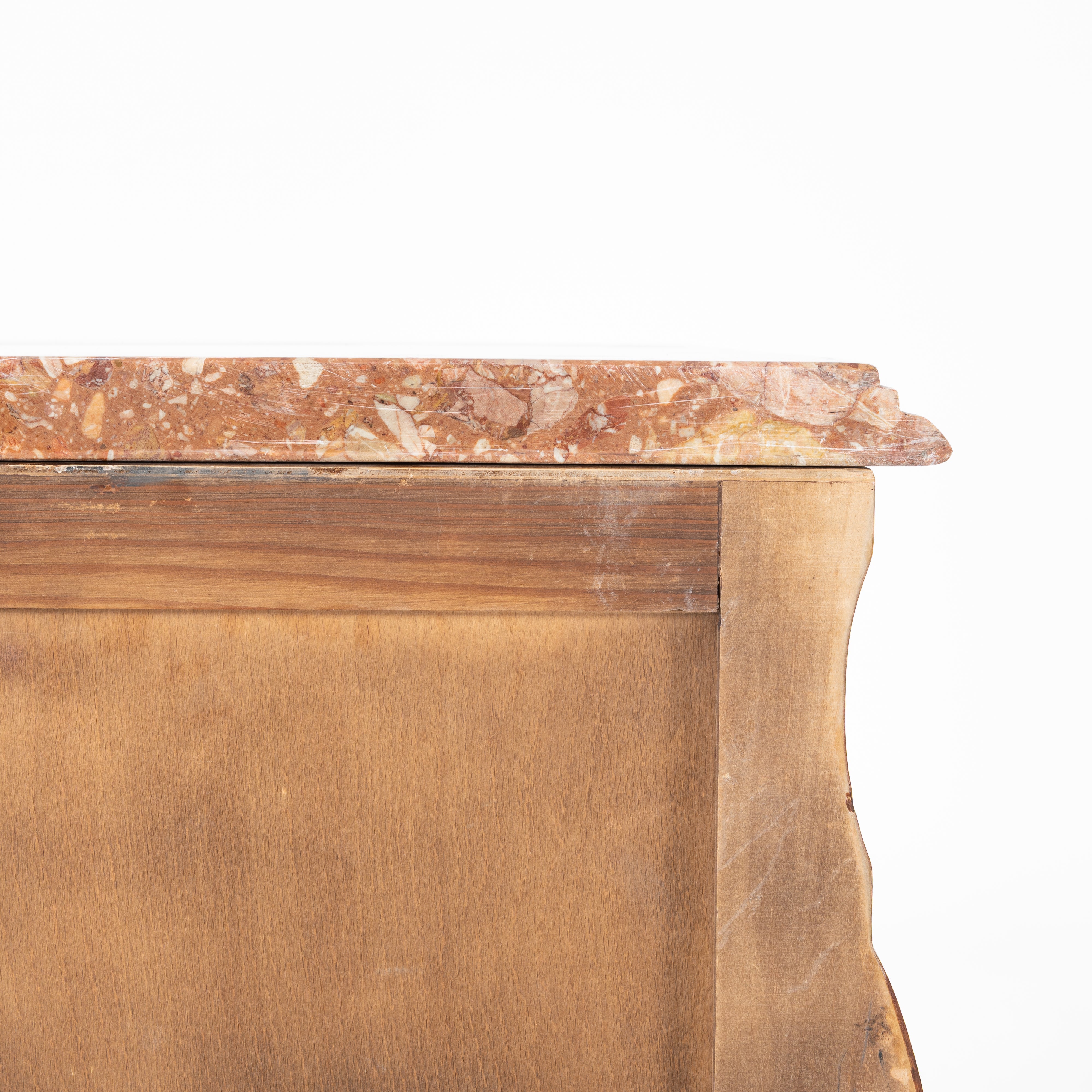 Coppia comodini in bois de roise, bronzo e marmo -xx secolo-
