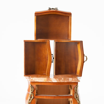 Coppia comodini in bois de roise, bronzo e marmo -xx secolo-