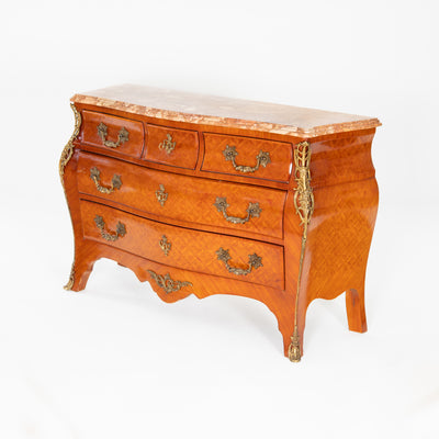 Cassettone boise de roise, bronzo e marmo -xx secolo-