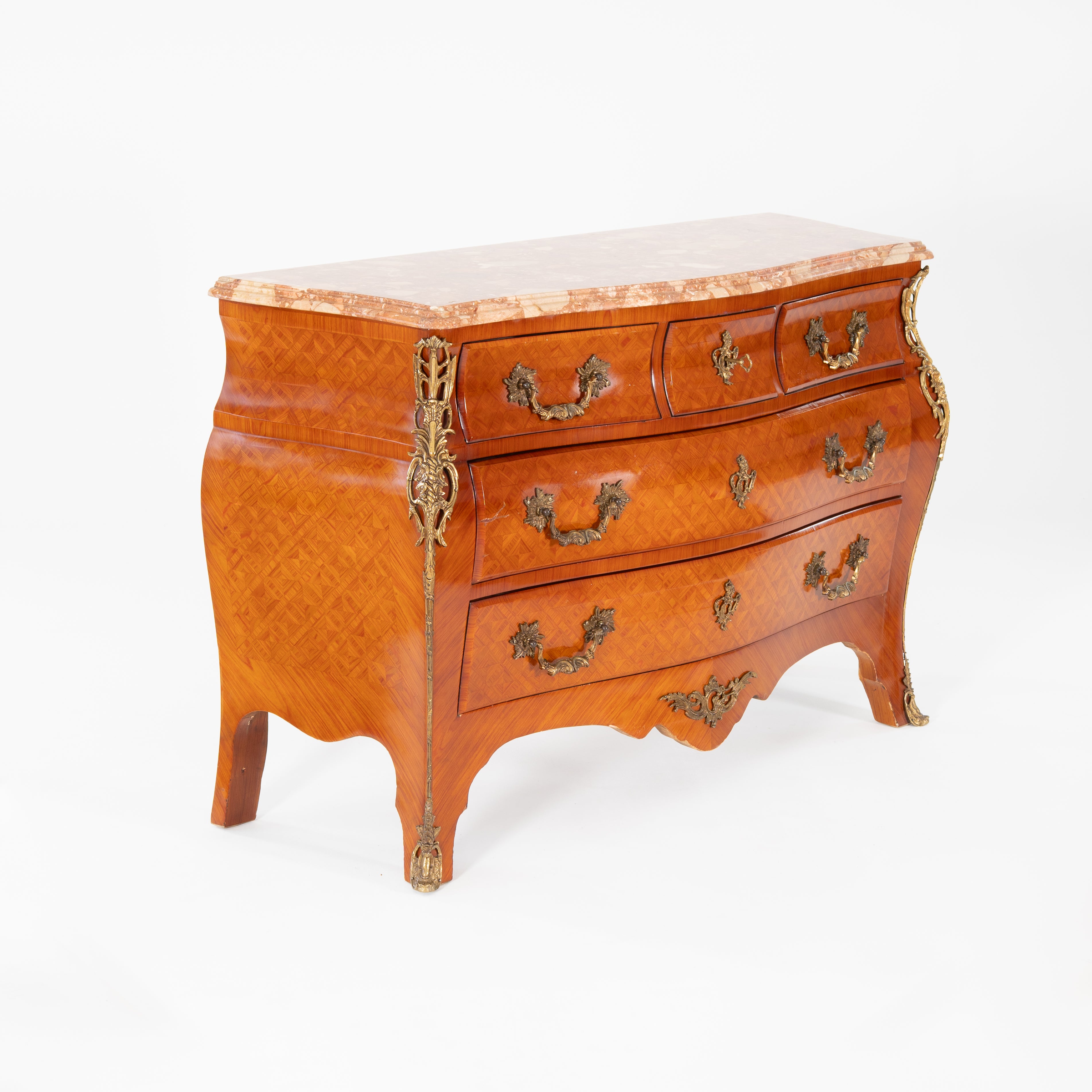 Cassettone boise de roise, bronzo e marmo -xx secolo-