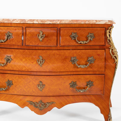 Cassettone boise de roise, bronzo e marmo -xx secolo-