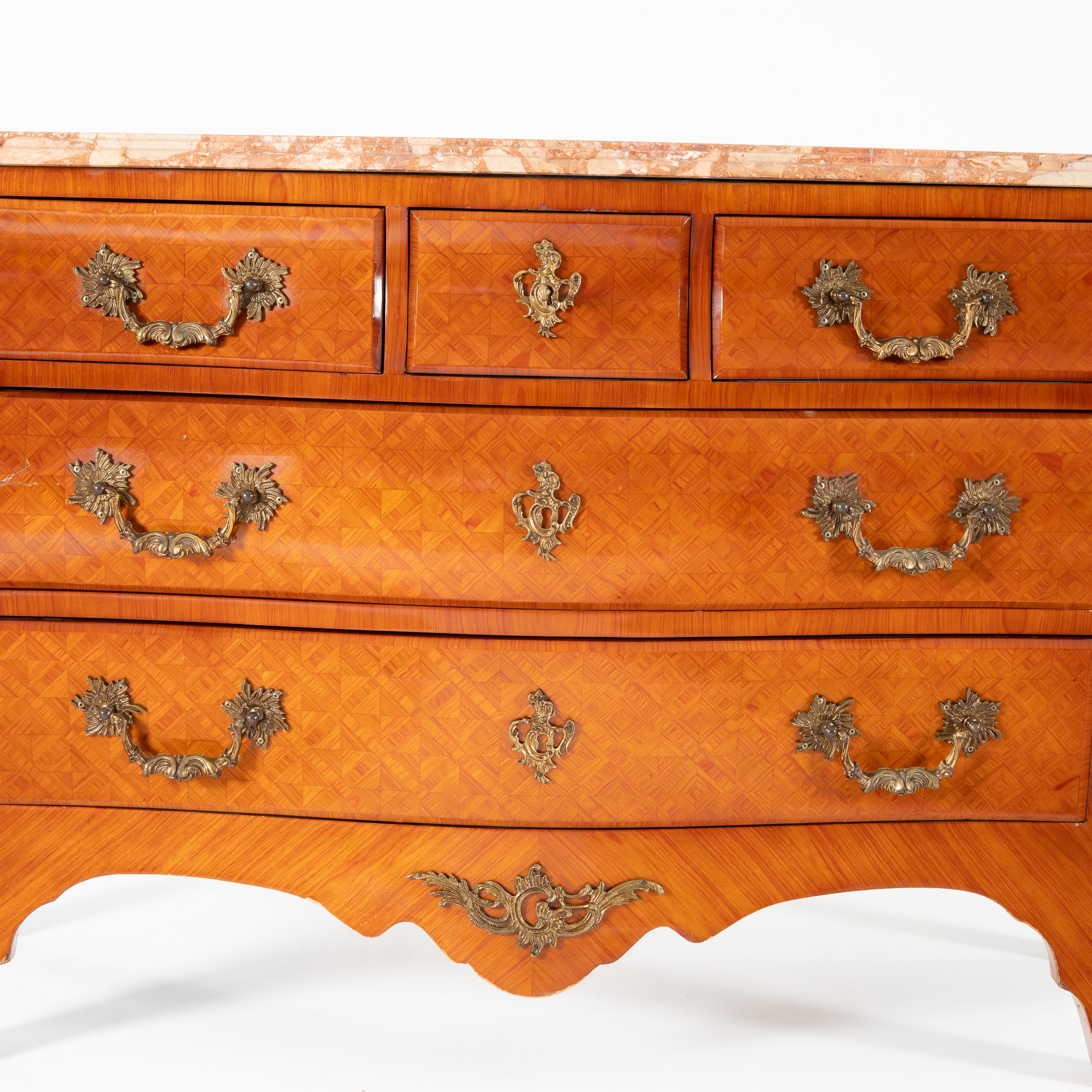 Cassettone boise de roise, bronzo e marmo -xx secolo-